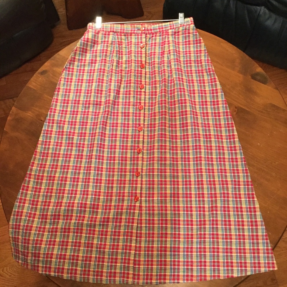 Willow Ridge Red Plaid Button Down Skirt